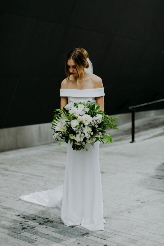 Real bride Claire wore the Wild Hearts Lauren wedding dress by Karen Willis Holmes.