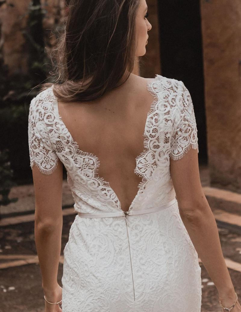 The Aisling gown by Karen Willis Holmes, cap sleeve sexy lace wedding dress.