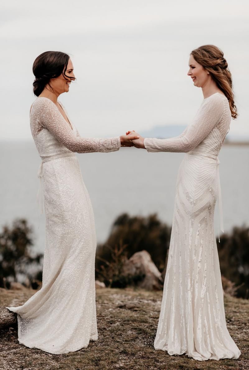 Read all about our real brides' wedding in this blog. They wore the Luxe Cassie & Celine wedding dresses by Karen Willis Holmes.