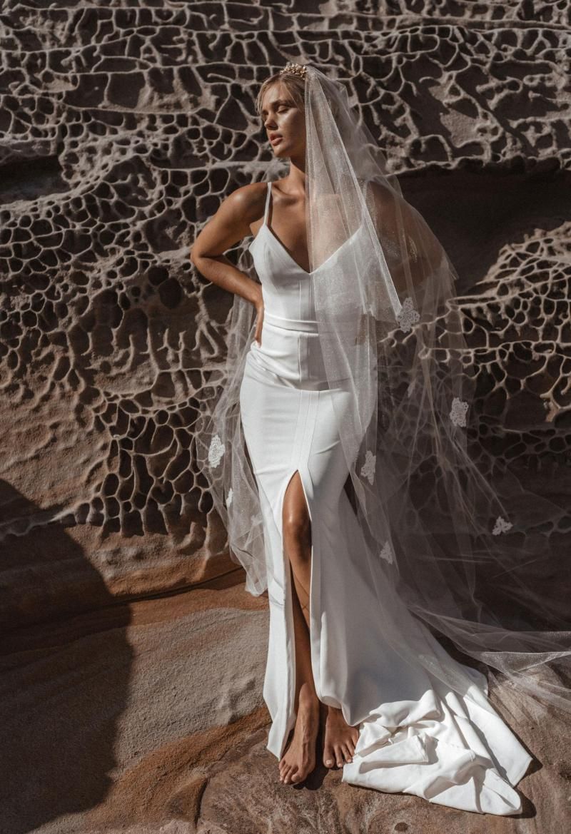 The Marcelle Veil by Karen Willis Holmes, unique wedding veil with blusher.