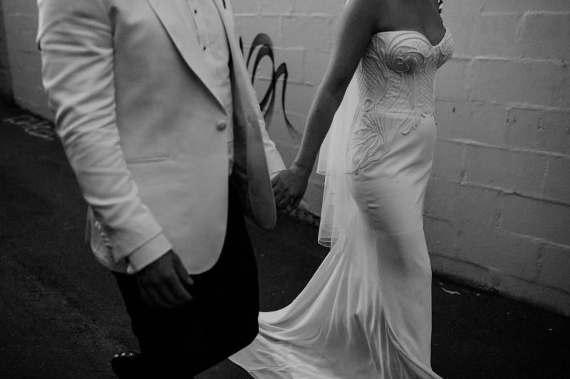 Real bride Tori wore the Bespoke Jessamine wedding dress by Karen Willis Holmes.