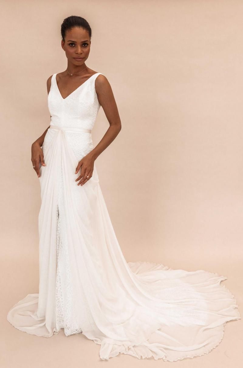The Genevieve Overlay by Karen Willis Holmes, wedding dress overskirt.