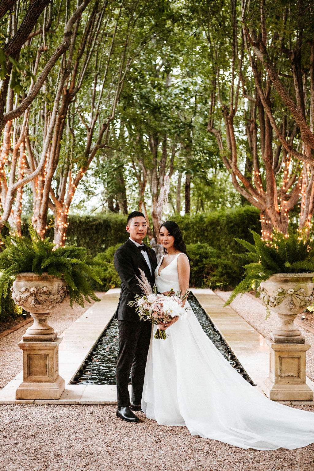 KWH bride Win wears the Modern A-line Aisha gown by Karen Willis Holmes, a non-traditional wedding dress.