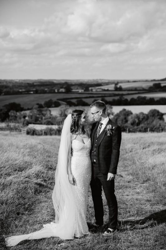 Real bride Pixie wore the Luxe Anya wedding dress by Karen Willis Holmes.