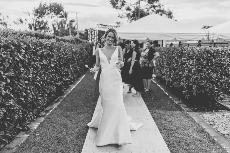 Real bride Holly wore the Bespoke Shelly/Samantha wedding dress by Karen Willis Holmes.