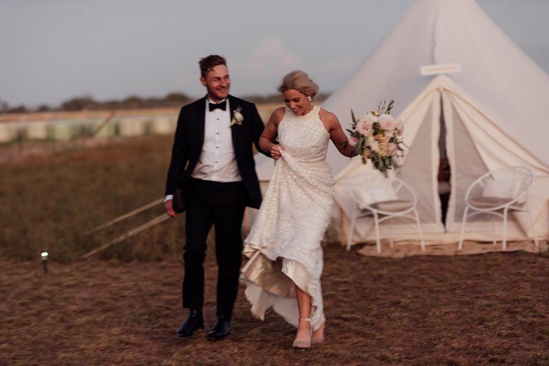 Real bride Laura wore the Luxe Cindy wedding dress by Karen Willis Holmes.