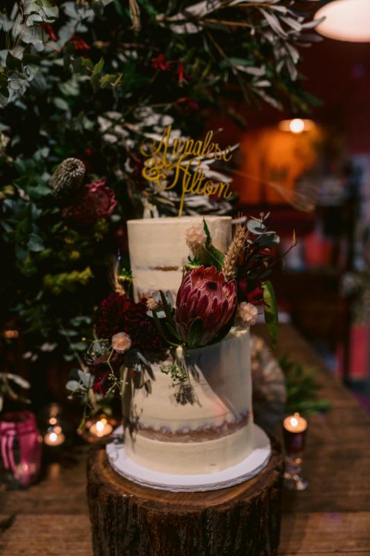 KWH real bride Annalese's wedding cake native australian flowers