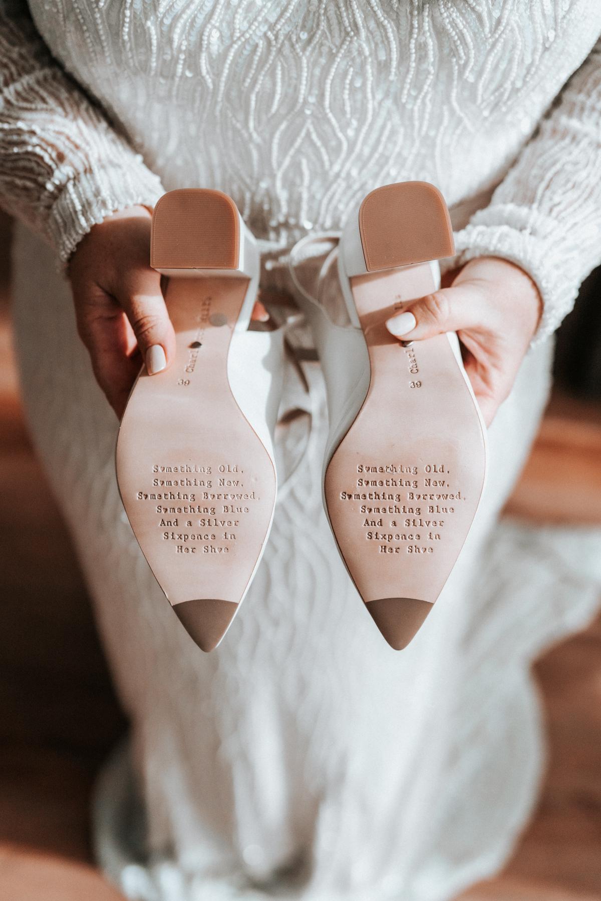 KWH real bride show's off her wedding shoes.