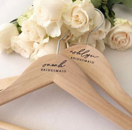 Vorfreude Stationery Engraved Coat Hanger, Engraved gown hanger, wooden coat hangers for bridesmaids and bridal party, bridesmaids gift ideas Australia,