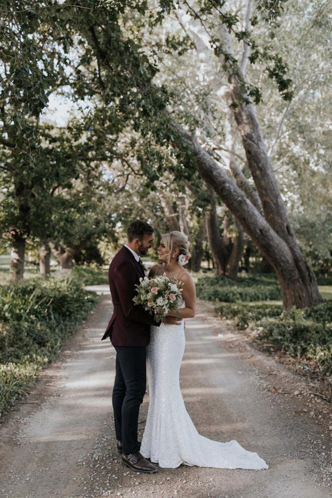 Real bride Claire wore the Luxe Lottie wedding dress by Karen Willis Holmes.