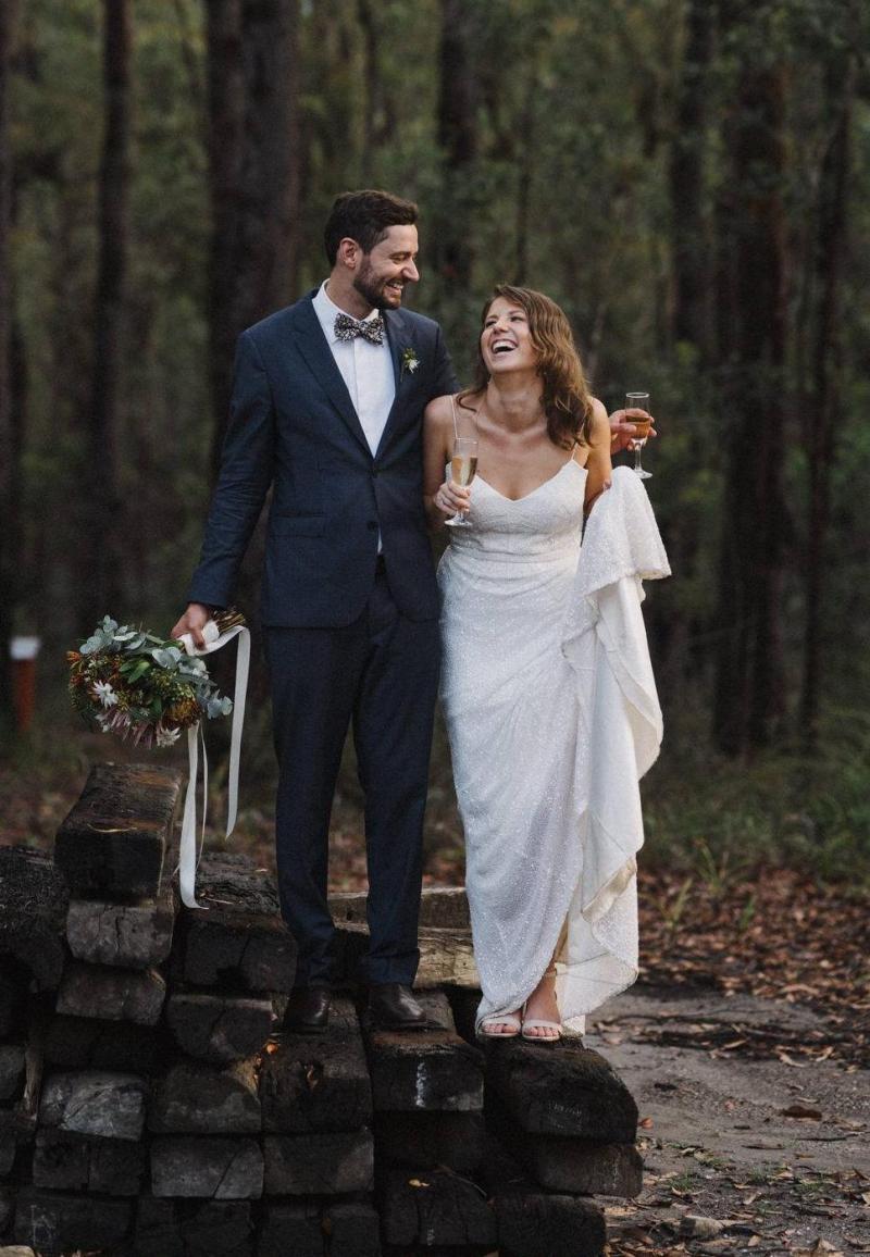 Real bride Jessie-Grace wore the Luxe Addison wedding dress by Karen Willis Holmes.