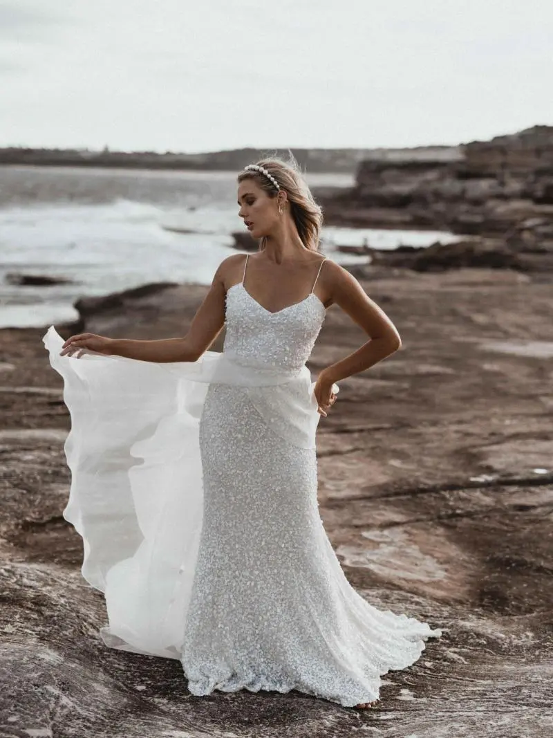 Swirl Lace Strapless Wedding Dress With Corset Back, Corset
