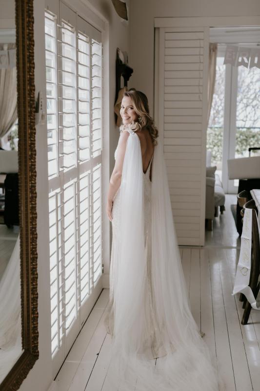 Real bride Renee wore the Fontanne wedding dress from our Luxe collection by Karen Willis Holmes.