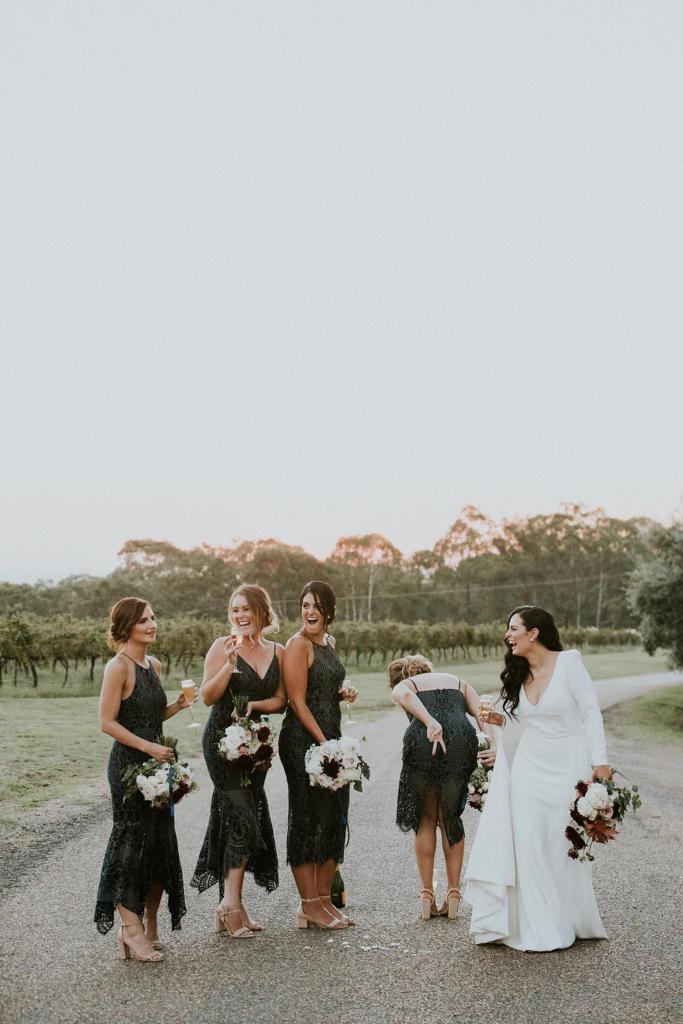 Real bride Amber wore the Wild Hearts Aubrey wedding dress by Karen Willis Holmes.