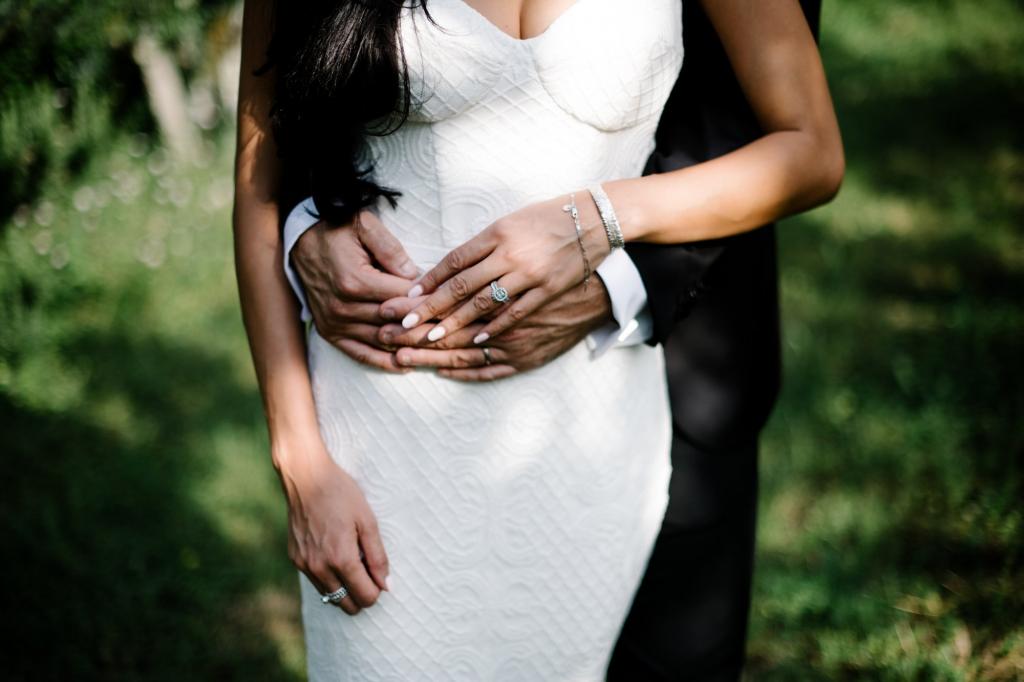Real bride Bea wore the Wild Hearts Seraphina wedding dress by Karen Willis Holmes.