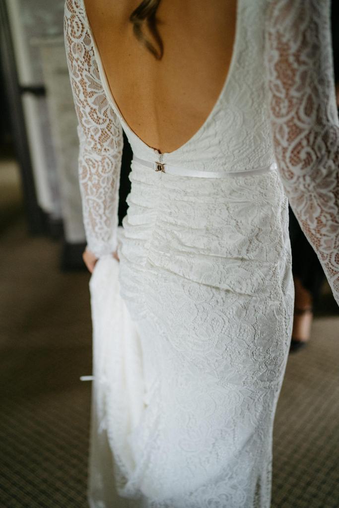 Real bride Hayley wore the Wild Hearts Valencia wedding dress by Karen Willis Holmes.
