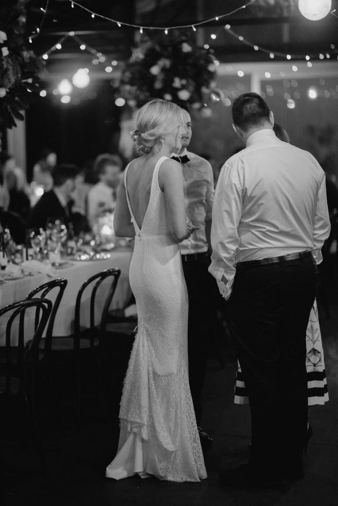 Real bride Meaghan wore the Wild Hearts Valencia wedding dress by Karen Willis Holmes.