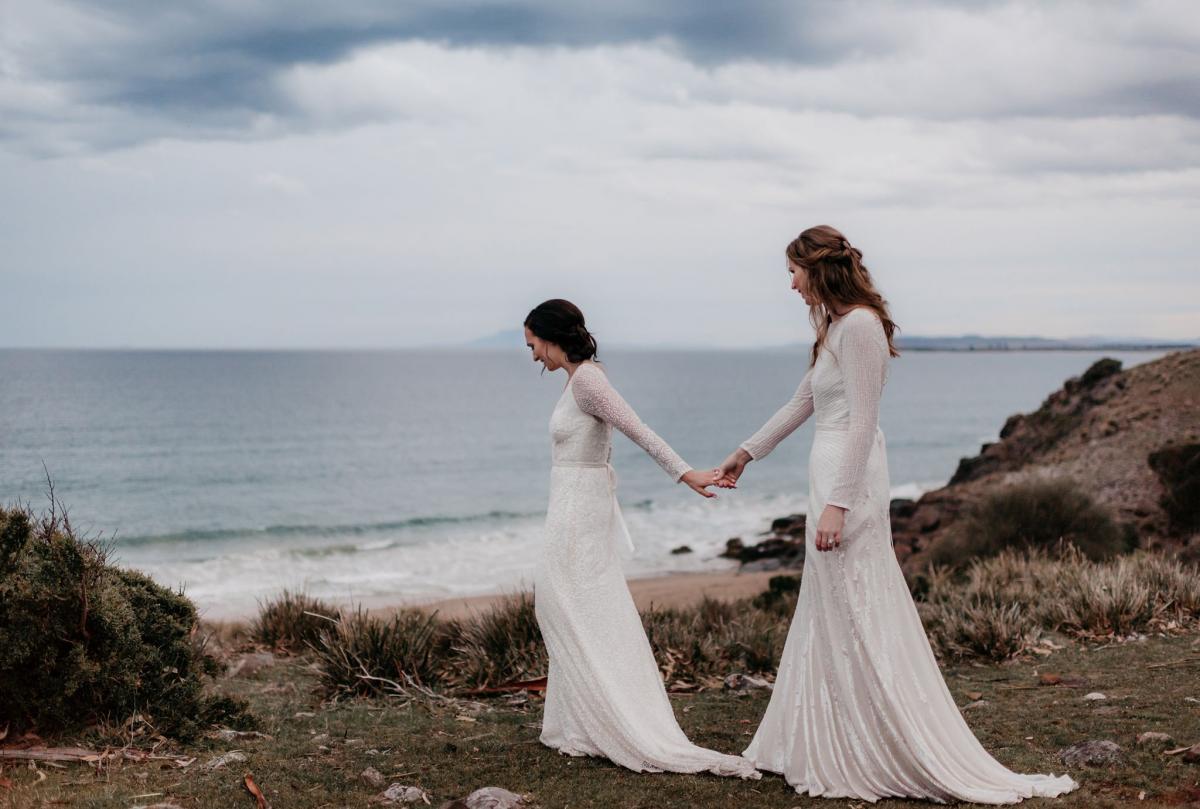 Read all about our real brides' wedding in this blog. They wore the Luxe Cassie & Celine wedding dresses by Karen Willis Holmes.