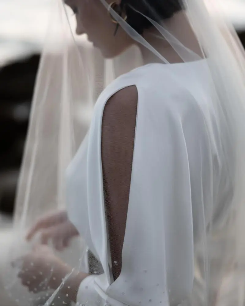 Embellished Fingertip Veil (#Hayley) | Dream Dresses by PMN Cathedral