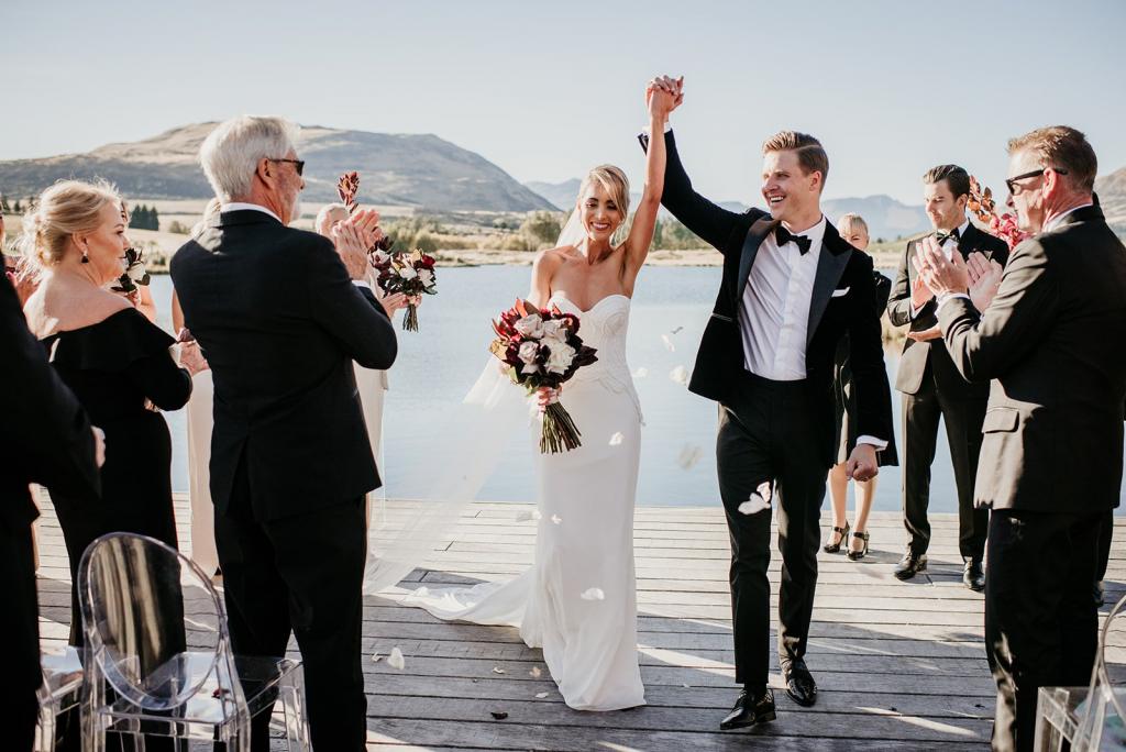 Real bride Cass wore the Bespoke Jessamine wedding dress by Karen Willis Holmes.