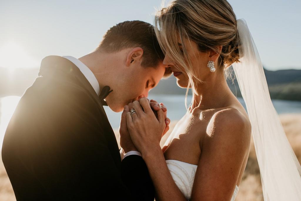 Real bride Cass wore the Bespoke Jessamine wedding dress by Karen Willis Holmes.