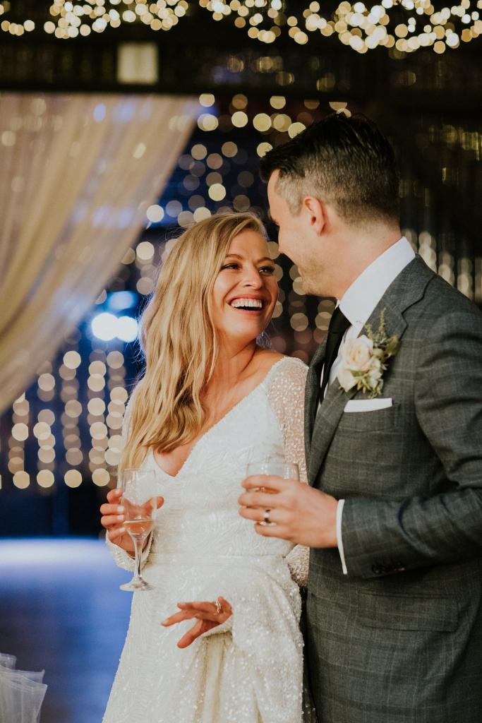 Real bride Anne wore the Luxe Celine wedding dress by Karen Willis Holmes.