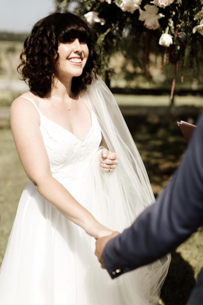 Real bride Lauren wore the Wild Hearts Maisie wedding dress by Karen Willis Holmes.