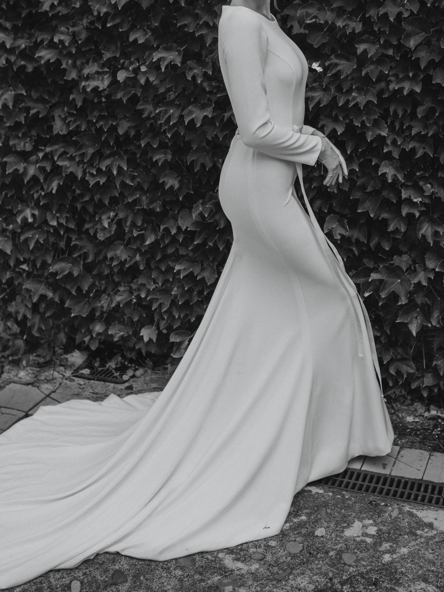 Paris Gown | Plain High Neck Wedding Dress With Sleeves | Karen Willis ...