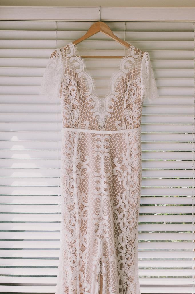 Real bride Sarah wore the Wild Hearts Aisling wedding dress by Karen Willis Holmes.