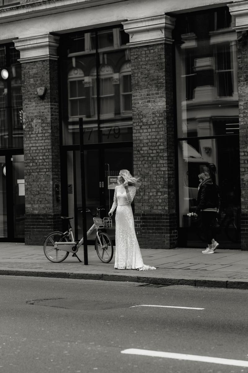 The Lexie gown by Karen Willis Holmes, open back fit and flare wedding dress.