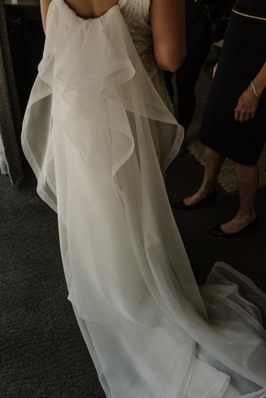 Real bride Amy wore the Luxe Fontanne wedding dress by Karen Willis Holmes.