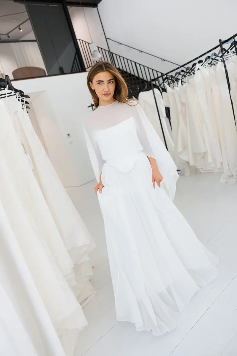 silk georgette wedding dress Steffy silk wedding gown