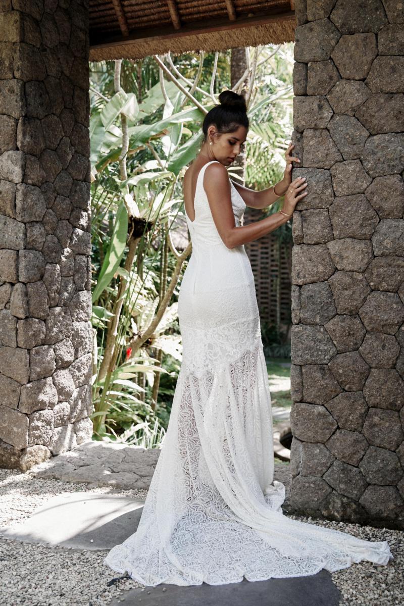 Amber | Lace Wedding Dress With Flutter Sleeves | Karen Willis Holmes