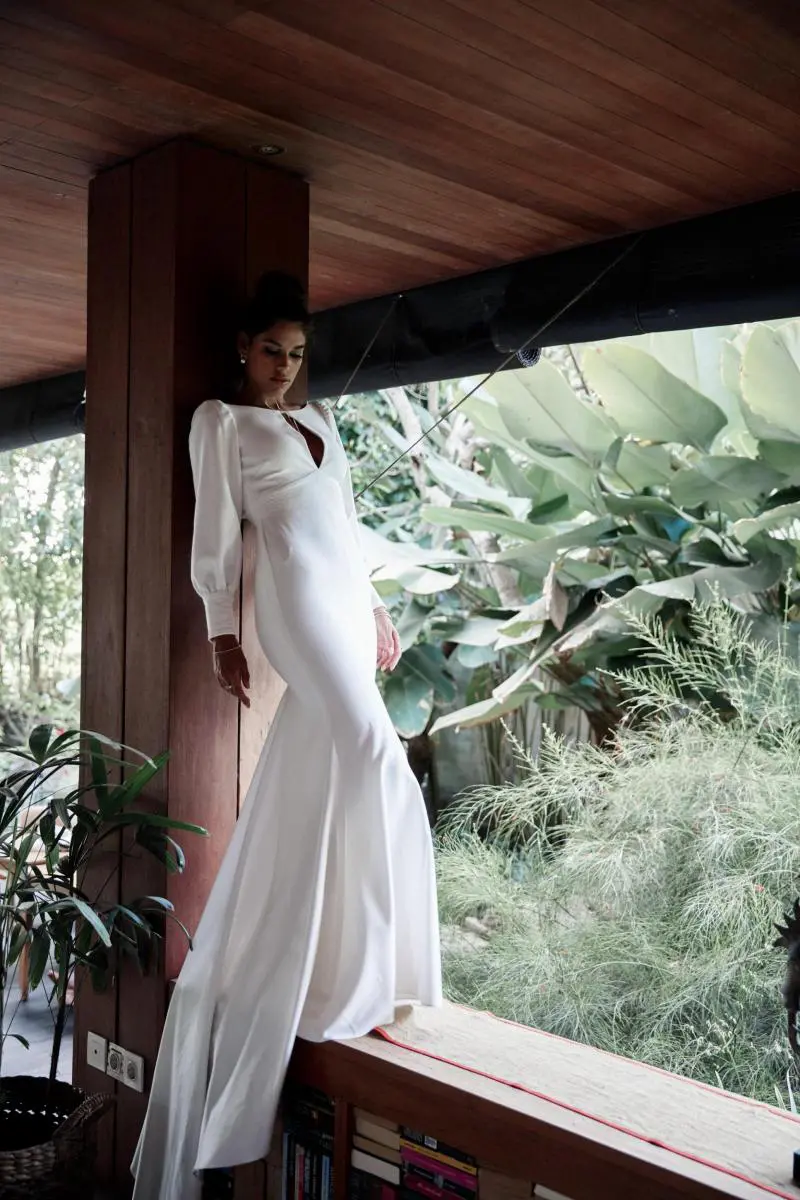 Ebony Gown | High Neck Long Sleeve Wedding Dress | Karen Willis Holmes Ebony Gown | High Neck Long Sleeve Wedding Dress | Karen Willis Holmes