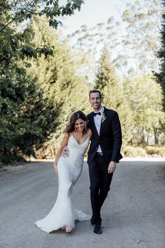 Real bride Rieanna wore the Wild Hearts Elodie wedding dress by Karen Willis Holmes.