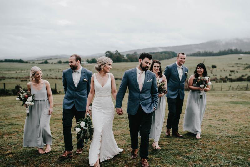 Real bride Hannah wore the Wild Hearts Bobby wedding dress by Karen Willis Holmes.