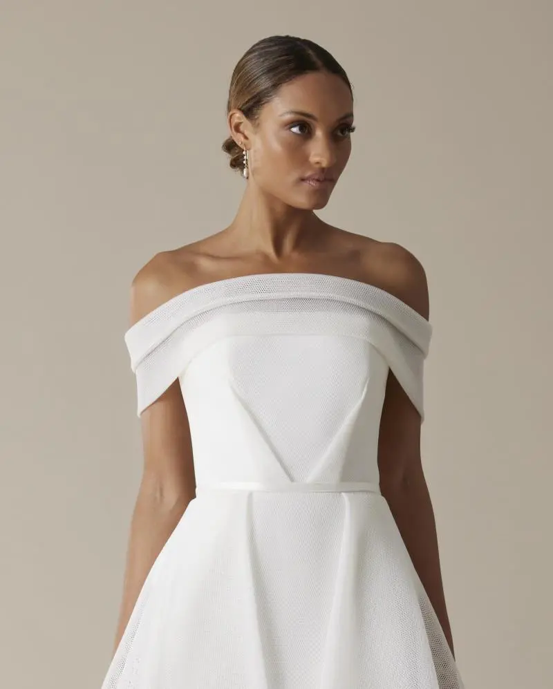 Esther Gown Off The Shoulder A Line Wedding Dress Karen Willis