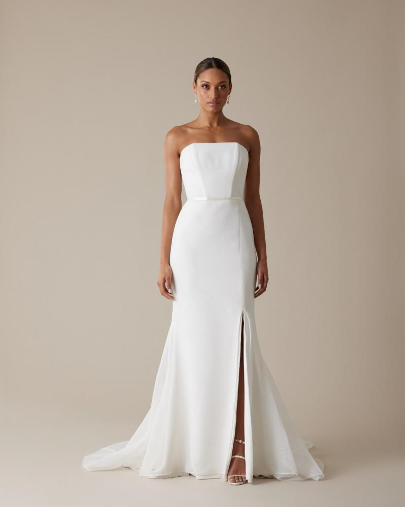The Grace gown by Karen Willis Holmes, a strapless wedding dress made in unique mesh material.