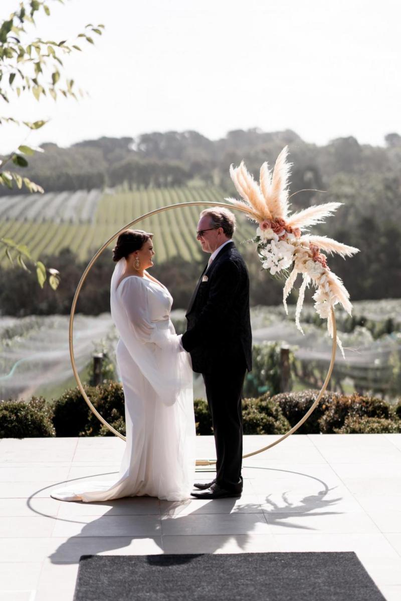 Leanne wears wedding dress Nikki in a Morning Peninsula wedding