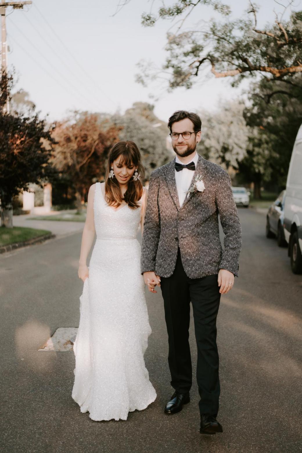 Real bride Ania wore the Luxe Lola wedding dress by Karen Willis Holmes.