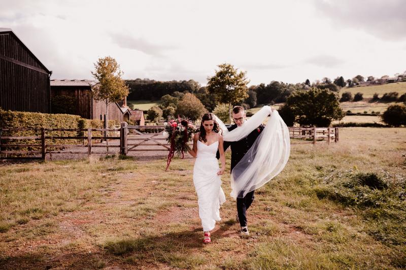 Real bride Pixie wore the Luxe Anya wedding dress by Karen Willis Holmes.