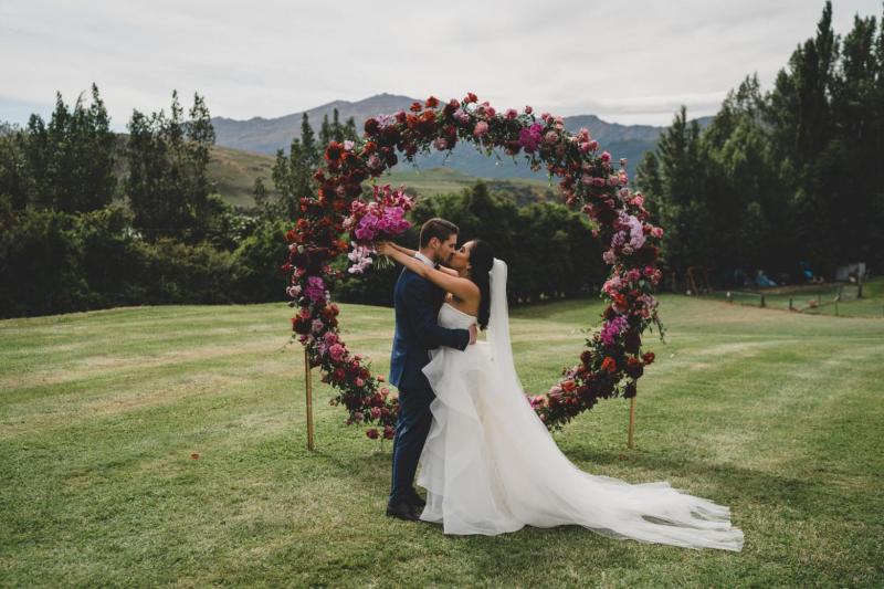 Real bride Jessica wore the Wild Hearts Greta wedding dress by Karen Willis Holmes.