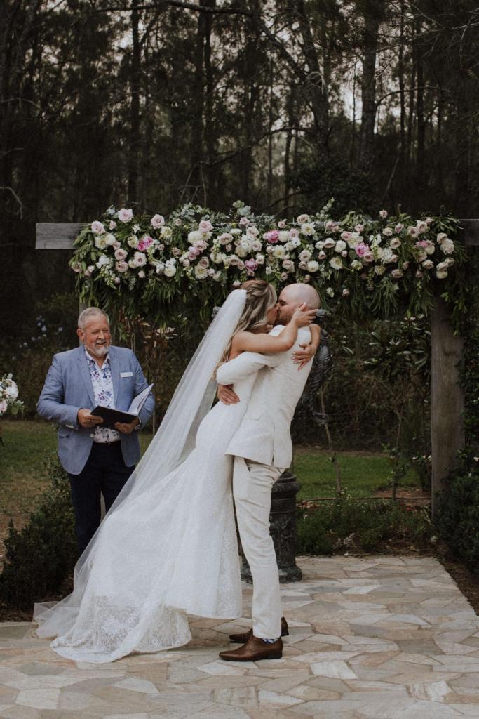 Real bride Ilina wore the Wild Hearts Justine wedding dress by Karen Willis Holmes.