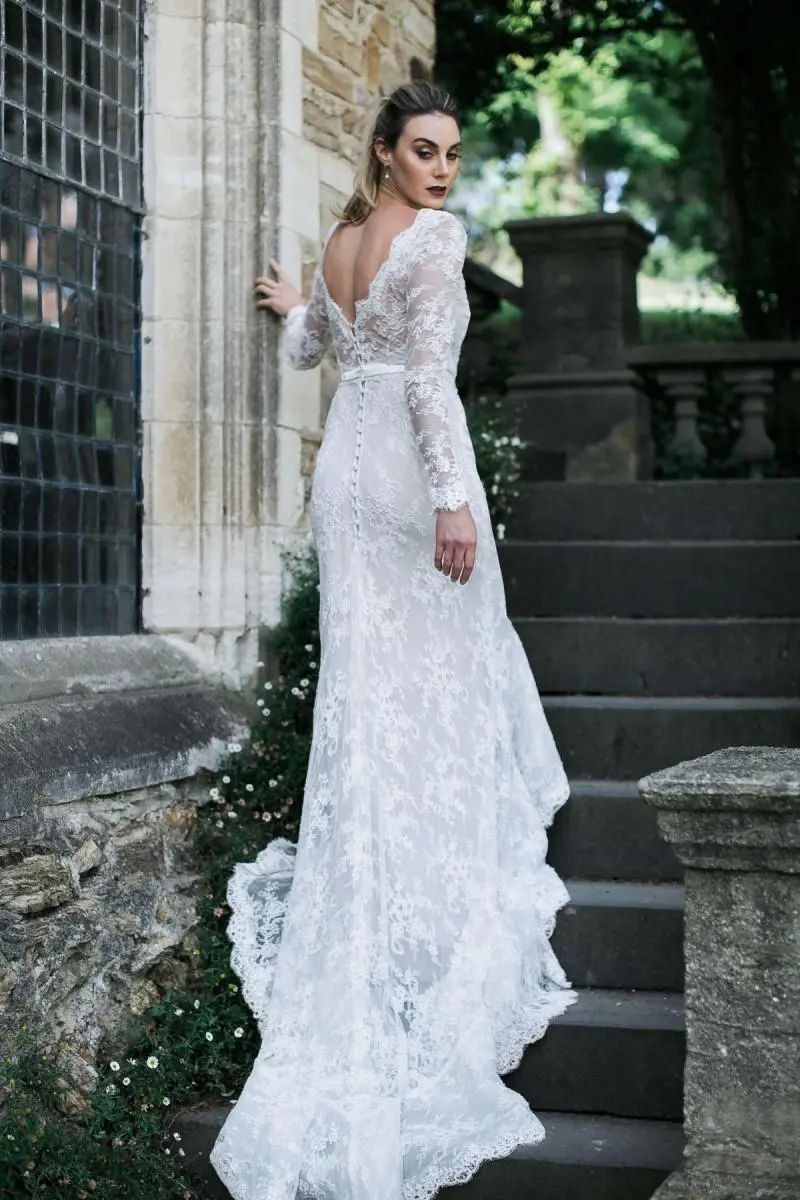 knee length dresses for ladies A-Line Wedding Gown with Removable Sleeves 12 / Off White-Nude main image 0