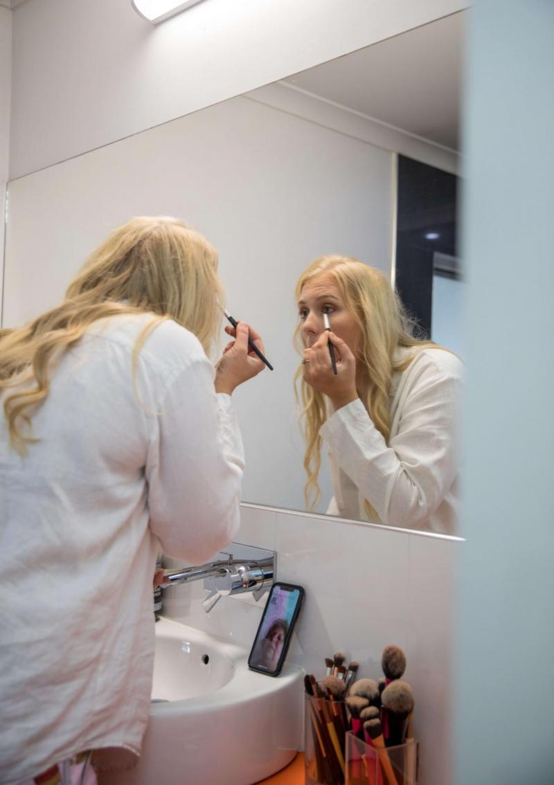 KWH bride getting ready for her COVID-19 wedding