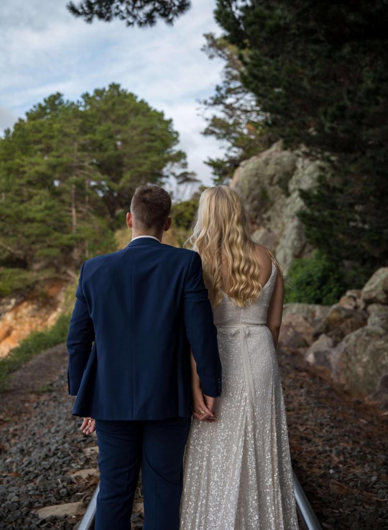 KWH bride and groom at their COVID-19 wedding