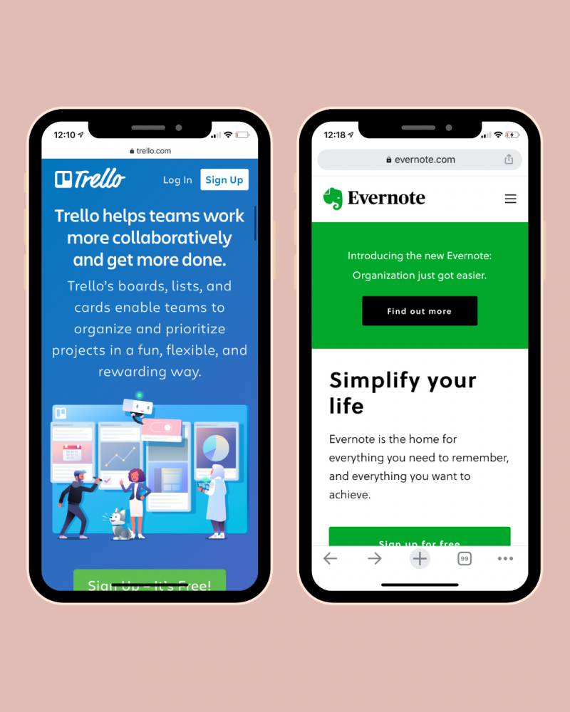 Trello and Evernote planning service