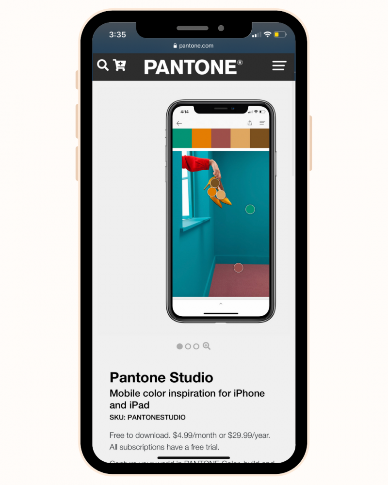 Pantone Studio colour inspiration interface