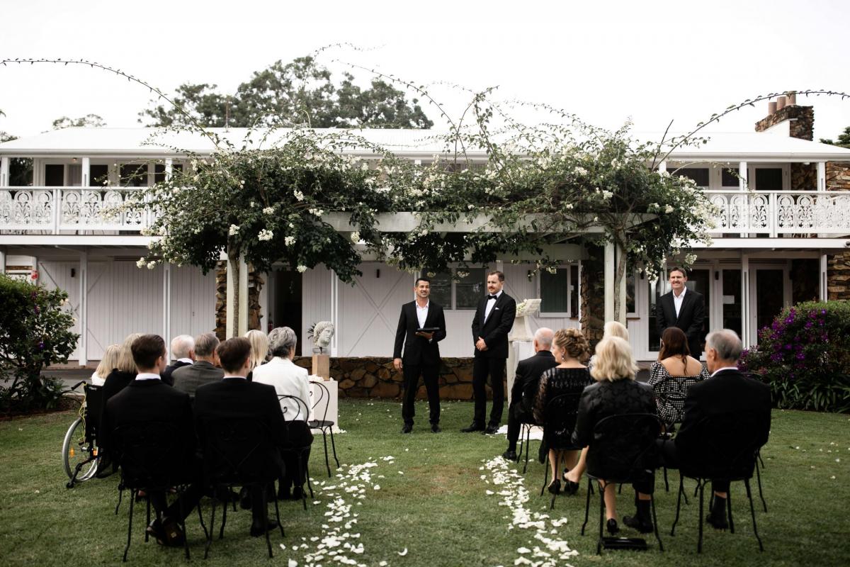 Seating arrangements from real bride Elle's small covid wedding ceremony at Fins Plantation House.