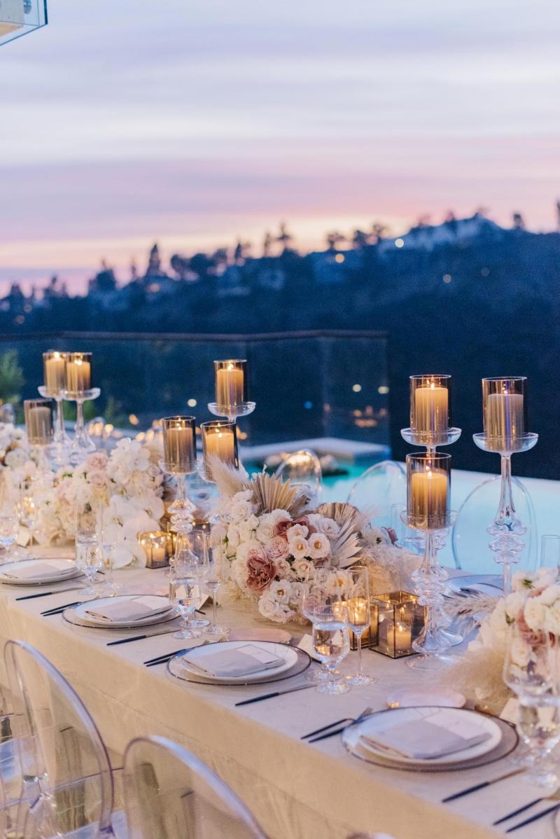 Reception styling from real bride Noel's intimate small wedding ceremony in LA